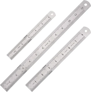 Stainless Steel Metal Ruler with Inch and Metric Machinist Ruler 3pcs/Set - Picture 1 of 7