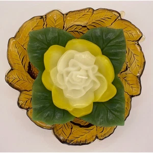 Vintage Indiana Amber Glass Harvest Grapevine Leaf Candy Dish ONLY Pre-owned - Picture 1 of 7