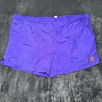 Vtg Champion 90's Shorts Swim Trunks Purple Nylon Spellout Logo Men's Size XXL - Image 1 of 4