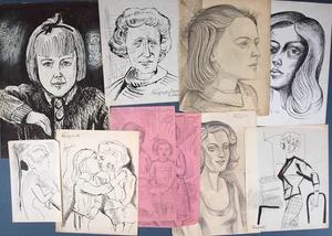 Jerzy Faczyński (1917–1994) 10 x drawings on paper. Female portraits - Picture 1 of 3