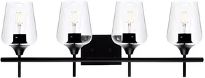 Merra 4-Light Matt Black Vanity Light Bathroom with Clear Glass Shades NEW - Picture 1 of 8