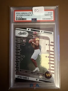 2024 Panini Absolute Jayden Daniels Black Parallel Rookie Card #102! PSA 10! - Picture 1 of 2