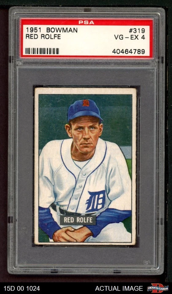 1951 Bowman #319 Red Rolfe Tigers PSA 4 - VG/EX - Image 1 of 1