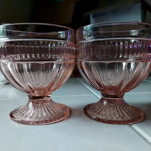 Set of 2 Anchor Hocking Annapolis Rosewater Footed Sundae Glasses Pink Sherbet - Picture 1 of 5
