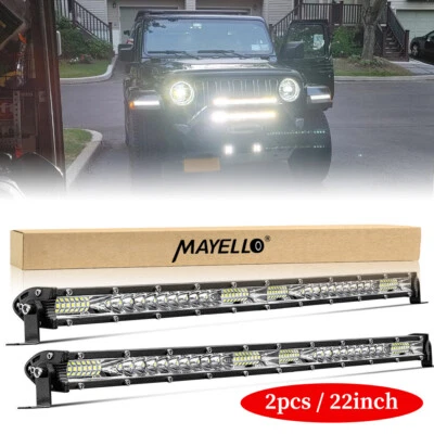 2PCS 20inch Led Light Bar Spot Flood Combo Offroad Boat UTE Truck SUV ATV 22'' - Image 1 of 4