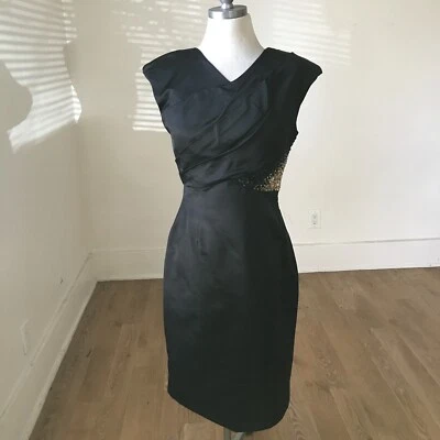 nwot Monique Lhuillier black silk Satin￼ dress size 4  Elegant and sexy - Image 1 of 4