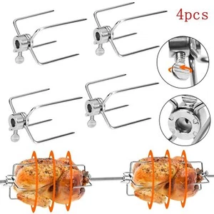 【NEU!! 4x Fleischklammer Fleischnadeln Für Grillspieß Drehspiess Rotisserie BBQ~ - Bild 1 von 11