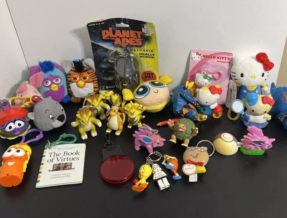 Lot 20+ Assorted Plush Keychains Backpack Hangers. Hello Kitty Furby Disney - Image 1 of 4
