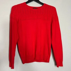Ann Taylor Red Pointelle Knit Sweater Pullover Crewneck Holiday Spring Wear - Picture 1 of 5