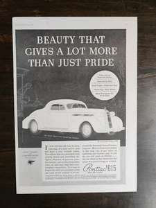 Vintage 1936 Pontiac De Luxe Eight Coupe Original Full Page Ad A2 - Picture 1 of 1