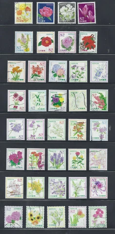 Japan 2015-2022 Flowers 18 Complete 82Y & 84Y Used Sets 88 Stamps - See Scans Cover