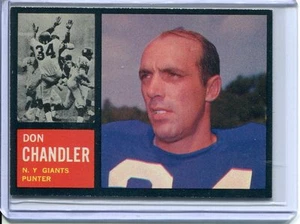 1962 Topps Football # 107 Don Chandler NM+ Near Mint Plus - Picture 1 of 2
