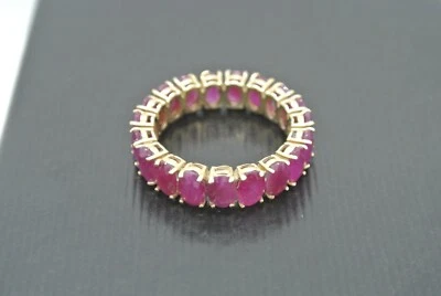 ANILLO BANDA ETERNIDAD RUBÍ NATURAL 14K YG TALLA 10 CON 19 RUBÍES AI-1422 5,47 gramos Foto 1 de 4