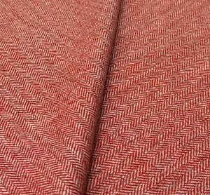 Red Herringbone Chevron Wool Fabric Tweed Upholstery Cushion Curtain SOLD PER M - Picture 1 of 5