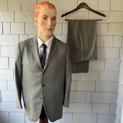 Traje de hombre Penney’s vintage vestido de ciudad tejido azul dorado 3 botones 2 piezas - tal cual Foto 1 de 4