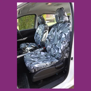 Tailored Waterproof Front Grey Camo Seat Covers Fits Nissan Navara NP300 2016+ - Picture 1 of 3