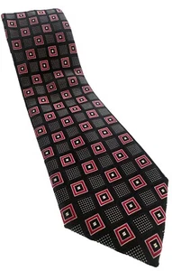 Donald J Trump Long Black Red Geometric Tie Silk Signature Gold Bar Collection - Bild 1 von 9