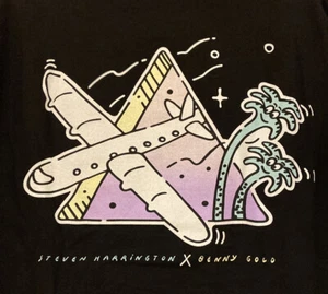 Benny Gold x Steven Harrington Collab Airplane Logo Mens S Small Black T Shirt - Picture 1 of 7