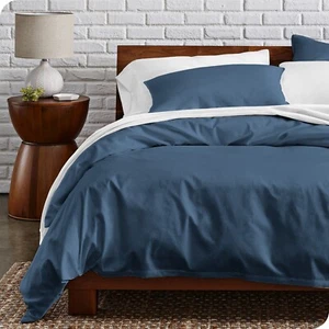 Bare Home Organic Cotton Percale Duvet Cover Set - 260 Thread Count - Picture 1 of 72