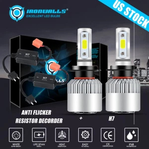 2PCS H7 LED Canbus Resistor Headlight Bulb Kit High Low Beam 6500K Super White - Picture 1 of 12