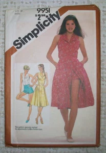 Simplicity Vintage 80s Sewing Pattern 9951 Sleeveless Top, Shorts & Skirt 10 - Picture 1 of 2
