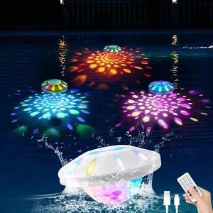 Rechargeable Floating Pool Lights RGB LED 6 Modes IP68 Waterproof 1 Pack - Picture 1 of 8