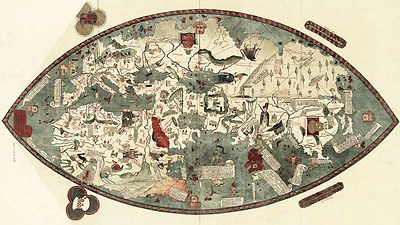 Genoese World Map 1457 Antique Reprint Historic Atlas Old Replica Art Print