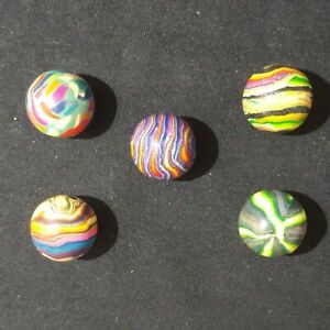 Original Handmade Clay Marbles set #486 Mixed set. Signed Dated Claystone