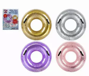 Anillo de natación inflable brillo piscina flotador tumbona playa anillo flotador 90 cm - Imagen 1 de 7