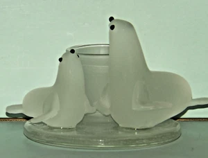 PartyLite Frosted Glass Seal with Pup Votive Holder Brand New in Box P7955 NIB - Picture 1 of 18