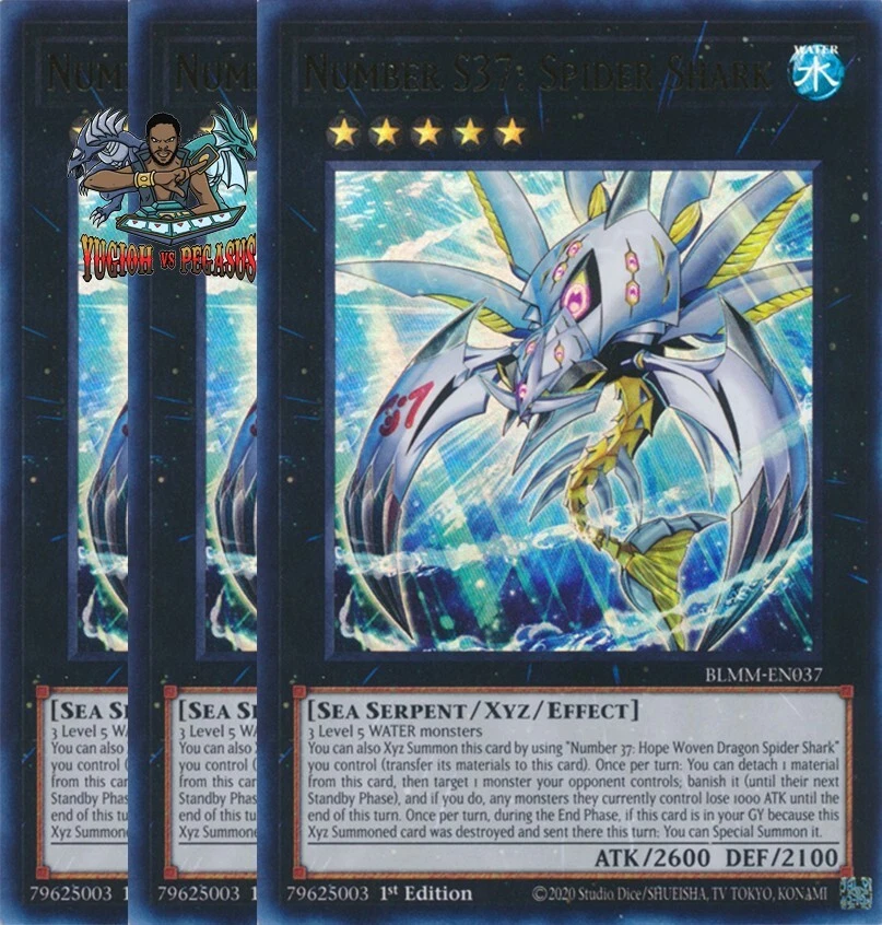 Yugioh! 3x Number S37: Spider Shark BLMM-EN037 Ultra Rare 1st Ed NM - Image 1 of 1