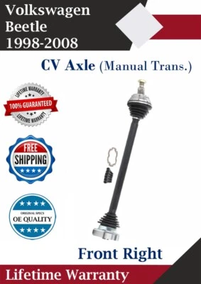 Eje delantero derecho CV para Volkswagen Beetle 1998-2008 transmisión manual Garantía de por vida. Foto 1 de 4