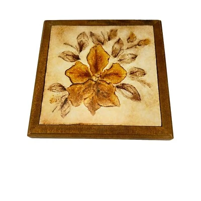 Semigres Italiano Floral Enmarcado Azulejo Cerámico Remache Vintage Marrón Bronceado 7" x 7" Foto 1 de 4