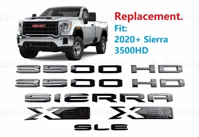 6件装光泽黑门3500HD后Sierra SLE床X31徽章2020+Sierra 3500HD — 第 1/4 张图片