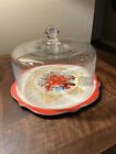 Pioneer Woman Winter Bouquet Holiday Cake Plate Polka Dot GLASS DOME-NEW IN BOX