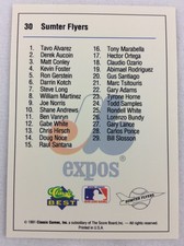 1991 Sumter Flyers-Classic BEST Minor Lg Baseball Card-Team Checklist