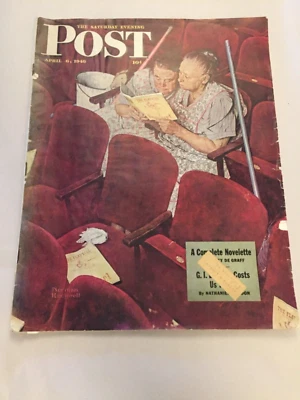 The Saturday Evening Post April 6, 1946 Norman Rockwell Theatre Cover - Image 1 of 4