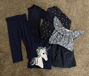 H&M Justice Lot of 6 Girls Sz 8/10 Blue Unicorn Floral Mix and Match Outfits - Picture 1 of 13