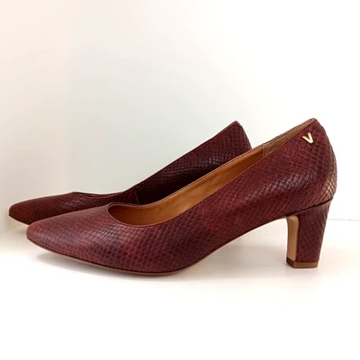 VIONIC Madison Mia Merlot Leather Snakeskin Embossed Heels Size 8 M Career - Image 1 of 4