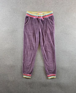 Mini Boden Pants Girls 11Y Purple Rainbow Cuff Cozy Velour Drawstrings Stretch - Picture 1 of 10