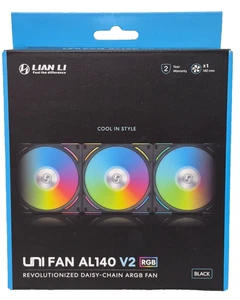 Lian Li Uni Fan AL140 V2 RGB Revolutionized Daisy-Chain ARGB Fan, Black - Picture 1 of 5