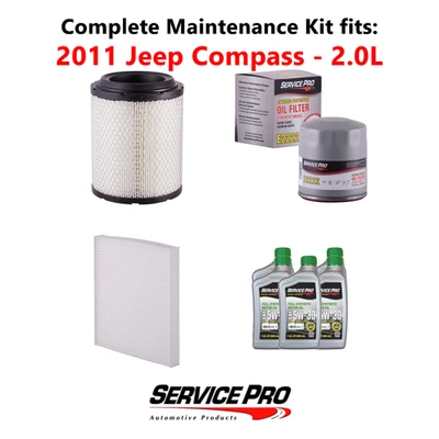 2011 Jeep Compass 2.0L Complete Oil, Air & Cabin Filter Kit (5W-30) Foto 1 de 4