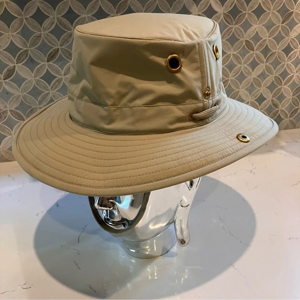 Tilley LT3 Water Repellent Snap Up Hat Tan Brown Size 7 1/4 - Image 1 of 4