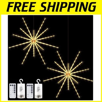 2 Pack LED Hanging Starburst Lights - 8 Modes Remote - Image 1 of 4