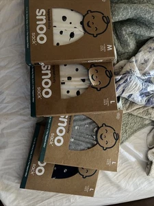 Lote de 4 envolturas de sacos de dormir Happiest Baby SNOO nuevas blancas, grises azules medianas y grandes - Imagen 1 de 3