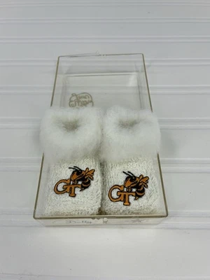 Vintage Dolly Bootees Georgia Tech Collegiate Series 0-3 Months Baby Booties USA - Image 1 of 4