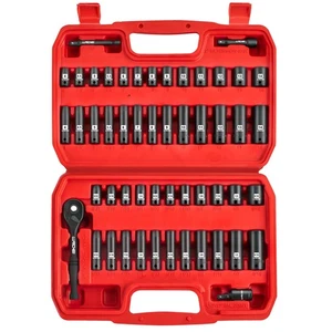 LLNDEI 1/4”Drive Impact Socket Set, 52 PCS Mechanic Tool Set with 72-Tooth Ra... - Picture 1 of 8