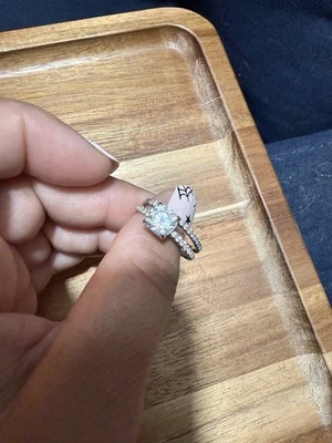 Lab Created Diamond Wedding Ring Set 2 Karat White Gold - Image 1 of 4