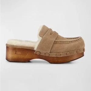 Zuecos Mocasines Frye Melody Gamuza Piel de Oveja Penny 8.5 Sin Cordones Western Acogedora Vaquera - Imagen 1 de 10