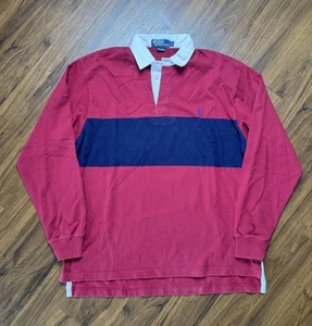 Polo Ralph Lauren Men's Rugby Fleece Lined Maroon Navy Sweatshirt Size M - Picture 1 of 5